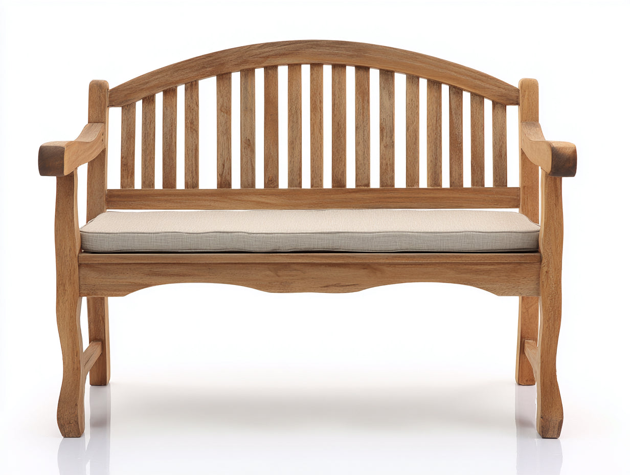 Banc de jardin - Bois-textile - 130x62x92 cm - Bois naturel-Beige clair - Style classique
