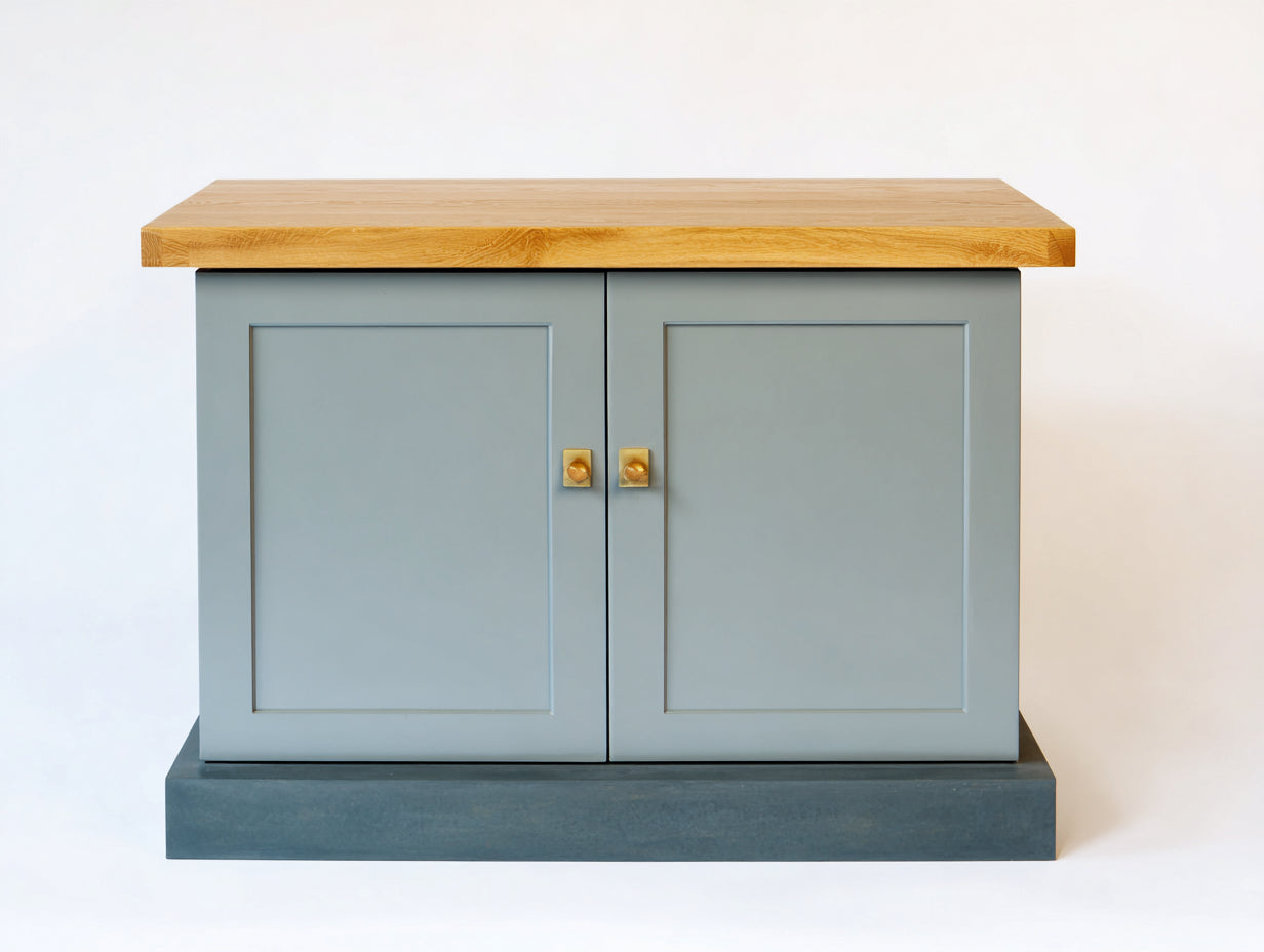 Buffet - bois-MDF-métal - 100x40x82 cm - gris-marron-doré - style contemporain