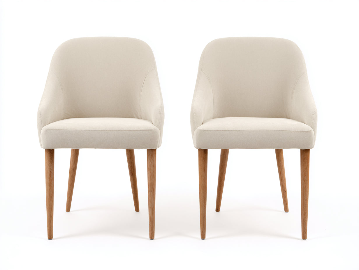 Chaise de salle à manger-tissu-bois-57 x 60 x 82 cm-beige-marron-style moderne