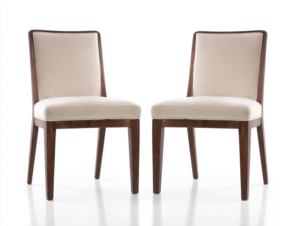 Chaise de salle à manger-tissu-bois-51 x 56 x 88 cm-beige-marron-style classique
