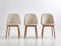 Chaise de salle à manger-similicuir-bois-49 x 55 x 84 cm-beige-marron-style scandinave