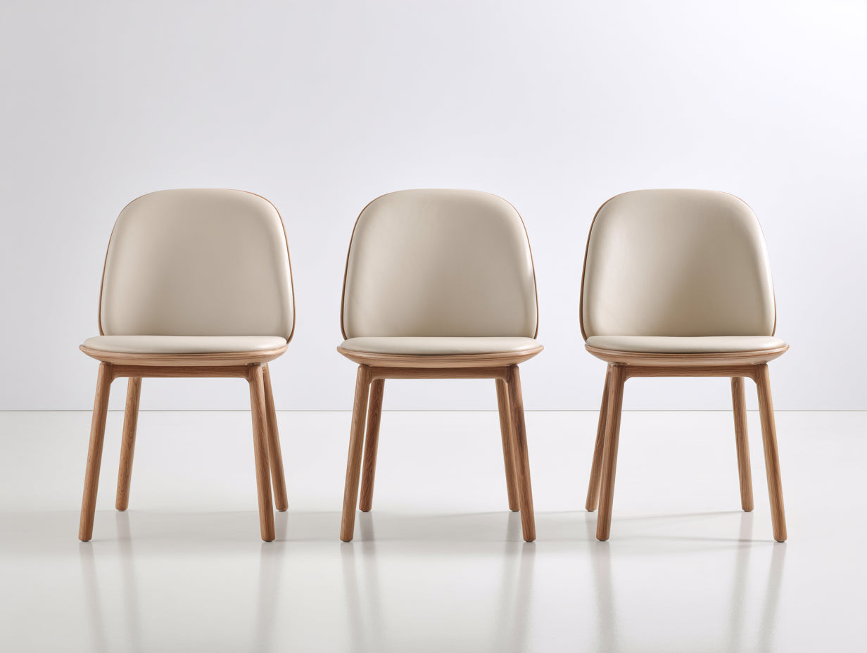 Chaise de salle à manger-similicuir-bois-49 x 55 x 84 cm-beige-marron-style scandinave
