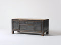 Buffet - bois massif-bois d'ingénierie-métal - 128x42x76 cm - noir vieilli-marron foncé - style rustique