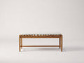 Banc de jardin - bois-tissu - 118x38x45 cm - naturel-blanc - style épuré