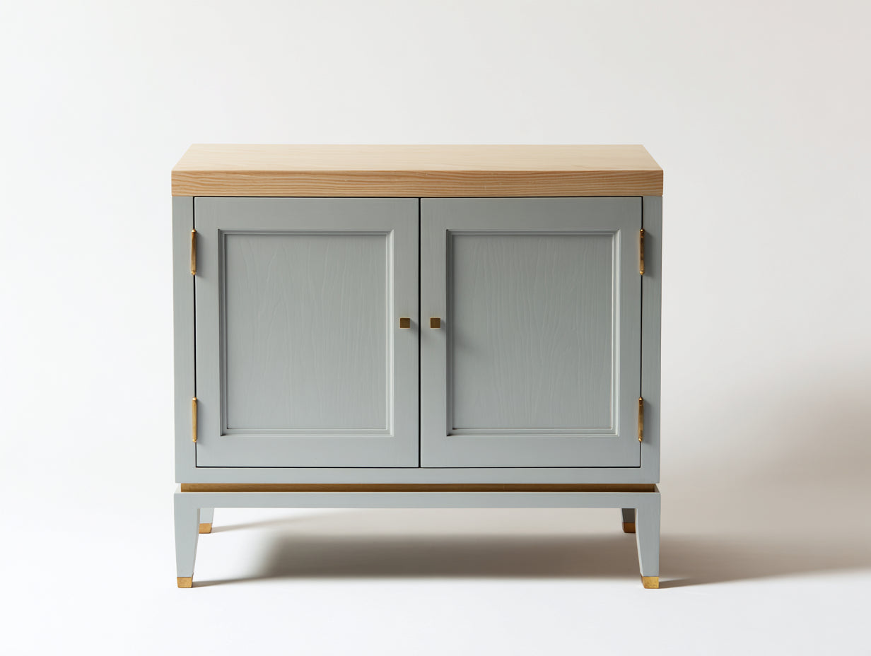 Buffet - bois-MDF-métal - 96x40x78 cm - gris-marron-doré - style contemporain