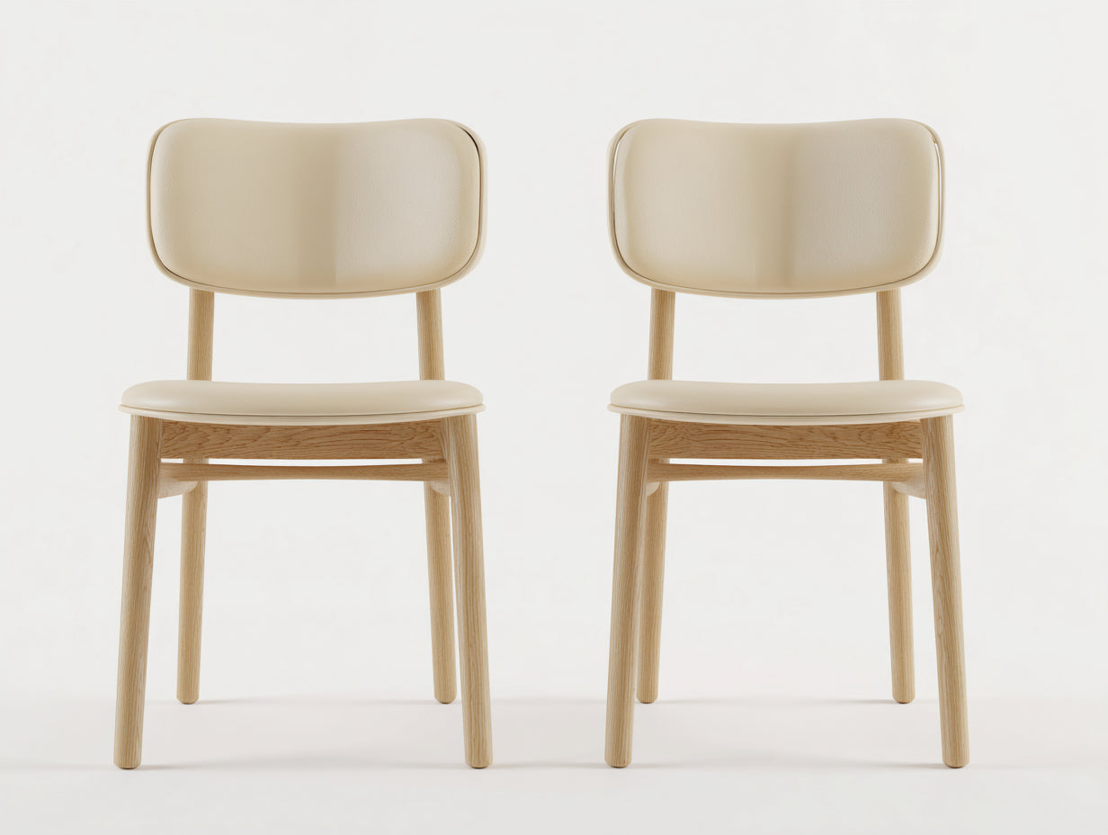 Chaise de salle à manger-similicuir-bois-46 x 53 x 82 cm-beige-style scandinave
