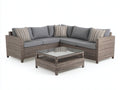 Canapé de jardin - rotin-verre-textile - 245x245x82 cm - taupe-gris-transparent - contemporain
