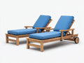 Bain de soleil - Bois-textile - 198x76x92 cm - Bois naturel-Bleu azur-Noir - Style classique