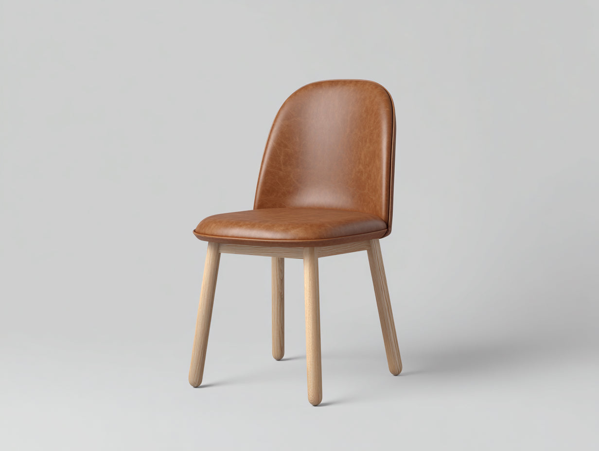 Chaise de salle à manger-similicuir-bois-48 x 55 x 88 cm-marron-beige-style moderne