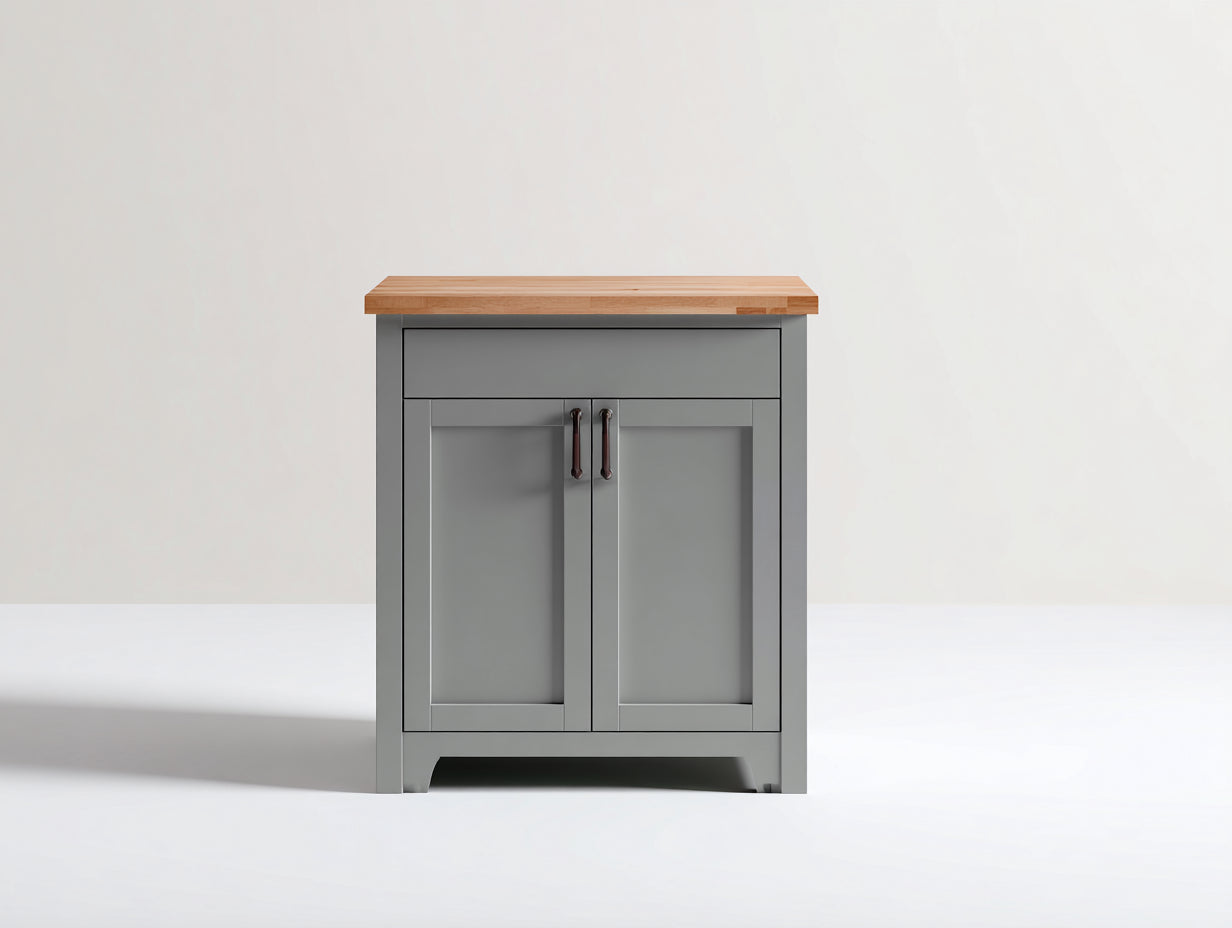 Buffet - bois-MDF - 84x41x87 cm - gris-marron - style contemporain