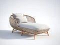Bain de soleil - Rotin-textile - 190x88x86 cm - Naturel-Blanc cassé - Style bord de mer