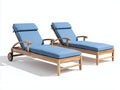 Bain de soleil - Bois-textile - 200x74x88 cm - Bois naturel-Bleu clair-Noir - Style contemporain