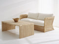 Canapé de jardin - rotin-bois-textile - 205x88x78 cm - beige naturel-écru - naturel
