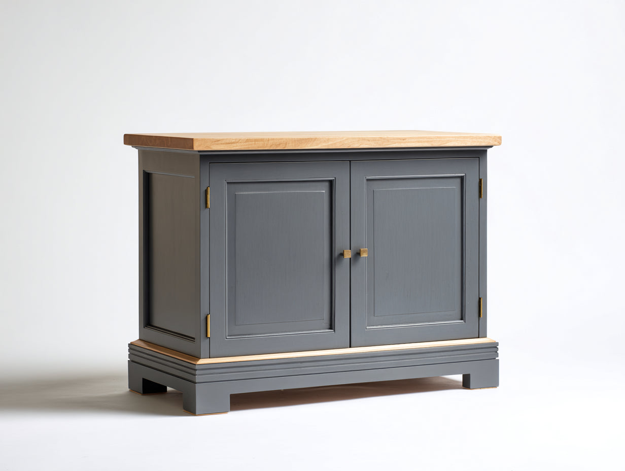 Buffet - bois-MDF-métal - 112x43x81 cm - gris-marron-doré - style contemporain