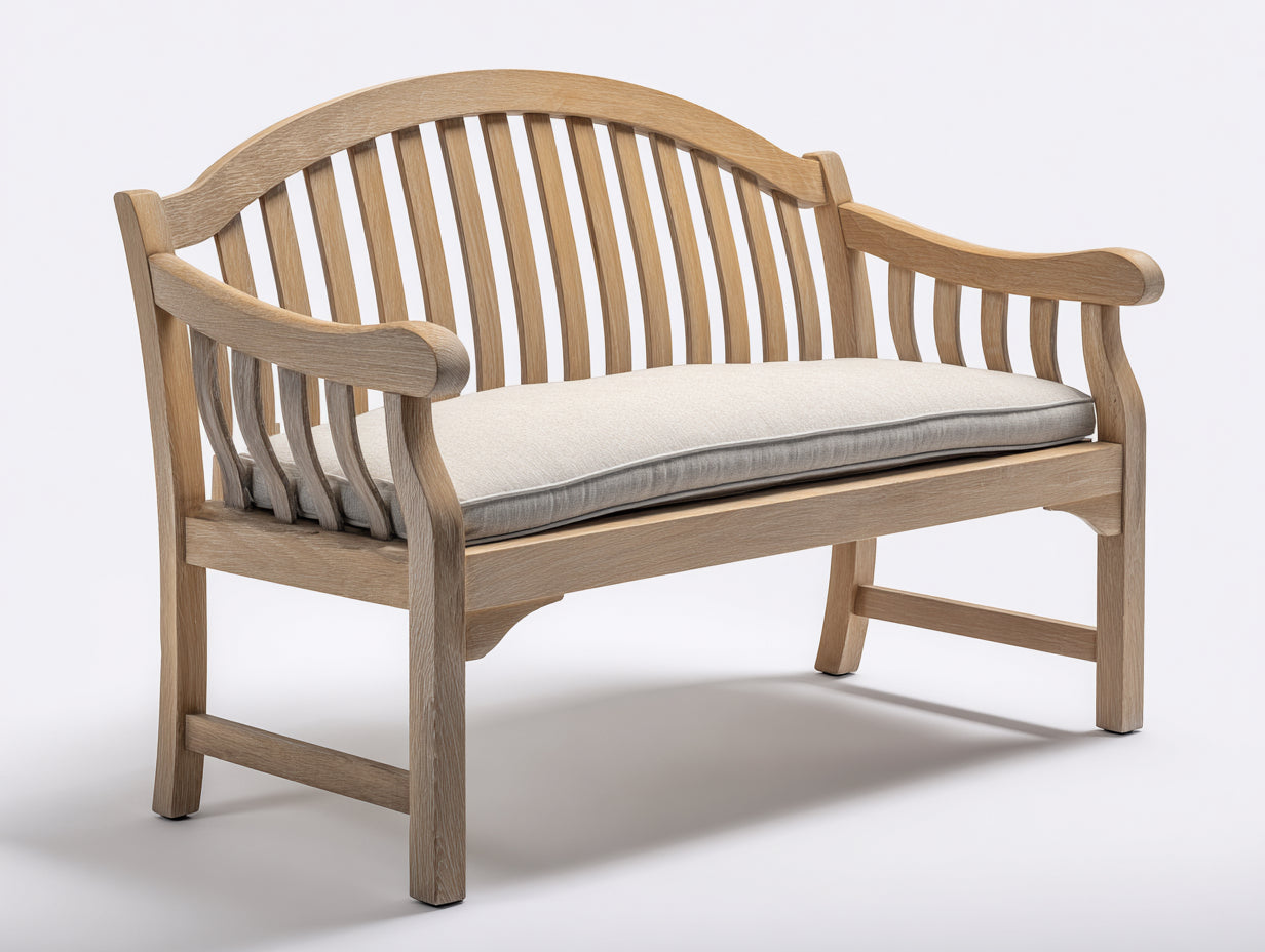 Banc de jardin - bois-tissu - 128x58x88 cm - chêne clair-beige - style classique