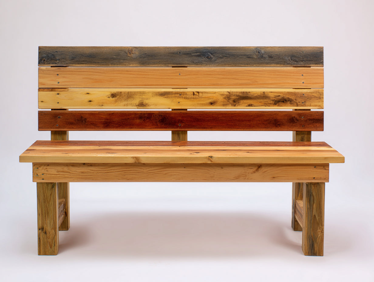 Banc de jardin - bois - 150x52x82 cm - naturel-multicolore - style rustique