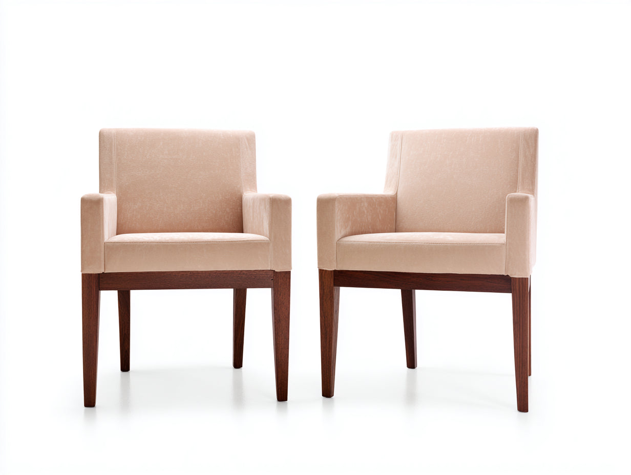 Chaise de salle à manger-tissu-bois-58 x 59 x 84 cm-beige-marron-style contemporain
