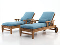 Bain de soleil - Bois-textile - 196x78x91 cm - Bois naturel-Bleu ciel-Noir - Style classique