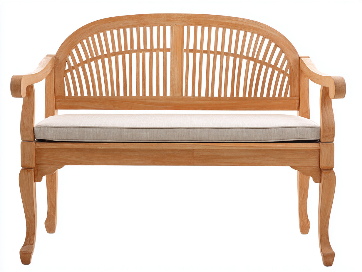 Banc de jardin - bois-tissu - 125x55x90 cm - naturel-beige - style classique