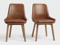 Chaise de salle à manger-similicuir-bois-52 x 57 x 89 cm-marron-beige-style contemporain