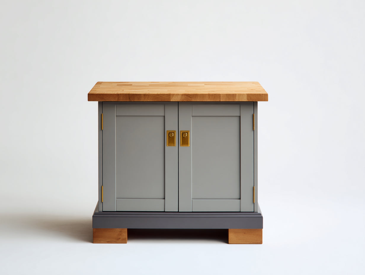Buffet - bois-MDF-métal - 88x41x84 cm - gris-marron-doré - style contemporain