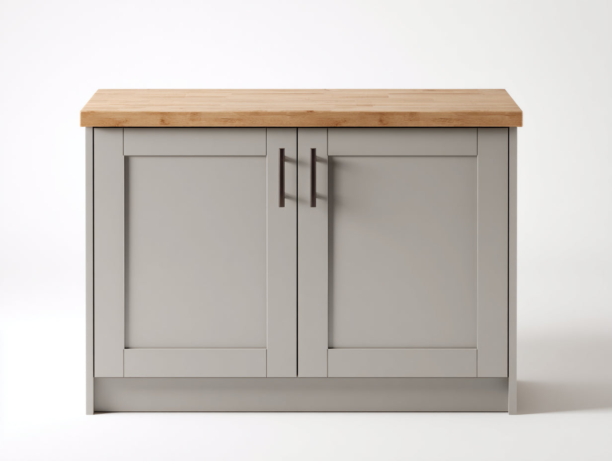 Buffet - bois-MDF - 104x42x82 cm - gris-marron - style contemporain