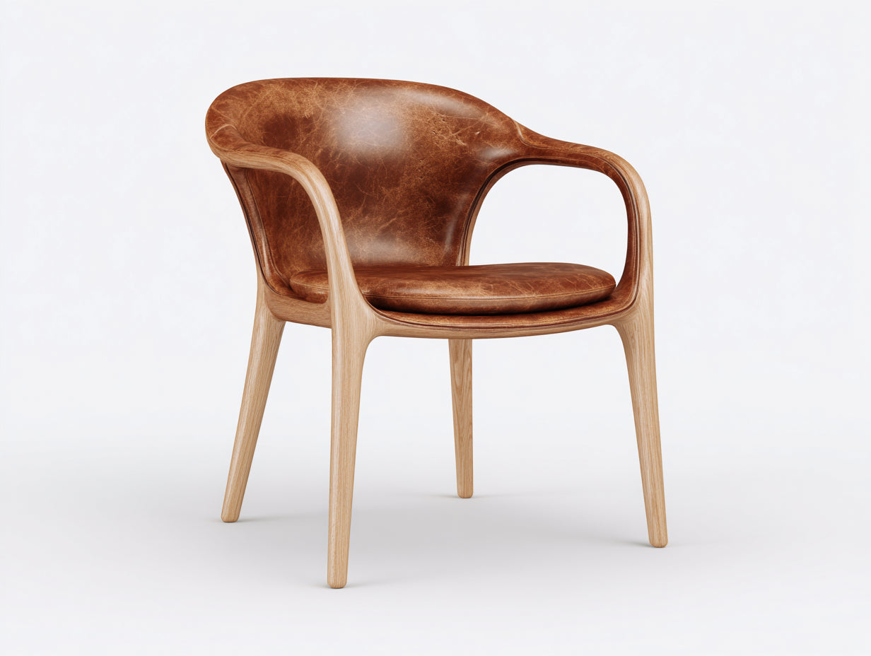 Chaise de salle à manger-similicuir-bois-62 x 58 x 80 cm-marron-beige-style contemporain
