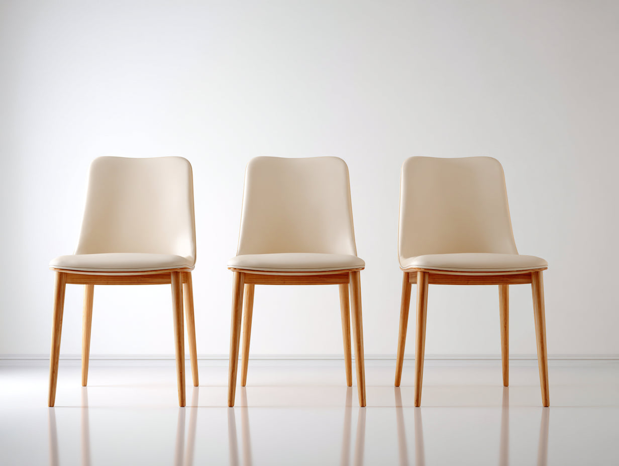 Chaise de salle à manger-similicuir-bois-47 x 54 x 86 cm-beige-marron-style scandinave