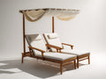 Bain de soleil - Bois-textile - 205x165x205 cm - Bois naturel-Blanc cassé - Style jardin